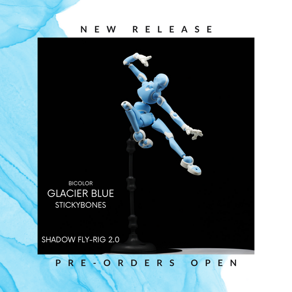 Glacier Blue BiColor Stickybones & Fly-Rig 2.0 | Poseable Magnetic