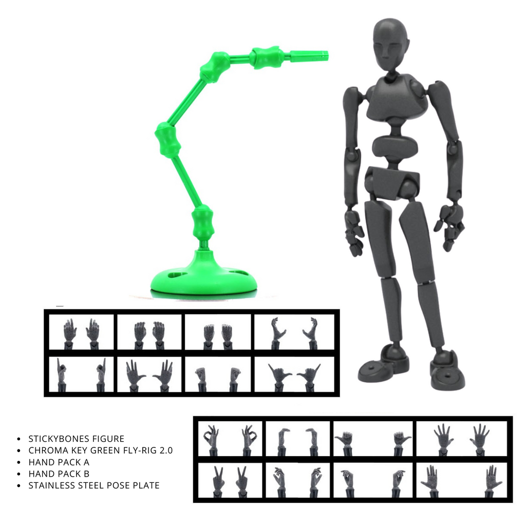 The Handybones (Green Fly-Rig!) Bundle | Poseable Magnetic Human
