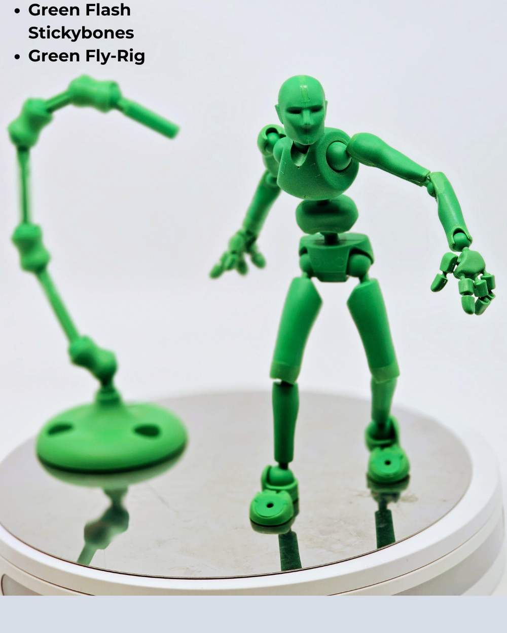 Green Flash (Chroma-Key) Stickybones + Fly-Rig | Poseable Magnetic