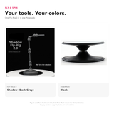 Fly & Spin: Shadow (Dark Grey) Fly-Rig 2.0 and Black Posenado. Figure, Pose Plate and photography stands not included.