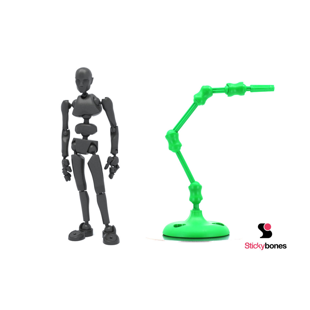 1 Stickybones & 1 Chroma-Key Green Fly-Rig | Poseable Magnetic